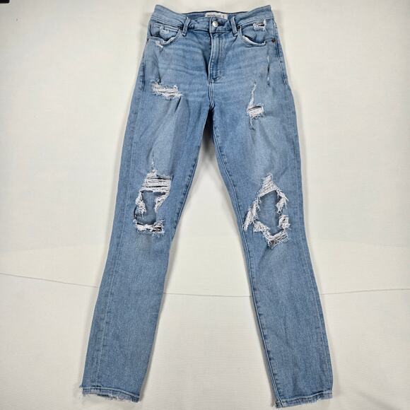 Abercrombie & Fitch‎ High Rise Super Skinny Curve Love Destroyed Jeans Size 27 - Picture 1 of 8